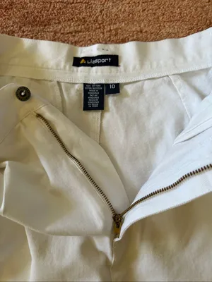 Vintage Lizsport Size 10 White 100% Cotton High Rise Pleated Bermuda Shorts thumbnail 3