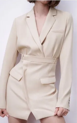 Zara Cream Blazer Mini Dress thumbnail 1