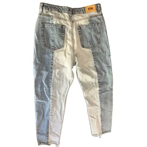 Stradivarius STR Two Toned Denim Jeans Raw Hem Women Sz 6 90s Inspired Straight thumbnail 3