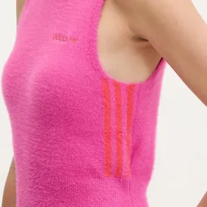 NWT adidas Fluffy Knitted Vest Fuzzy Soft Pink Red Small Semi Lucid Fuchsia thumbnail 4