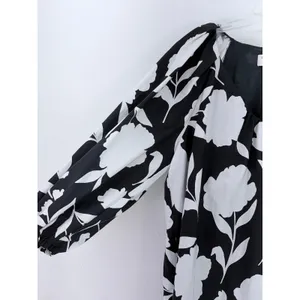 Kate Spade Target Black White Floral Balloon Sleeve Cotton Mini Dress L thumbnail 2