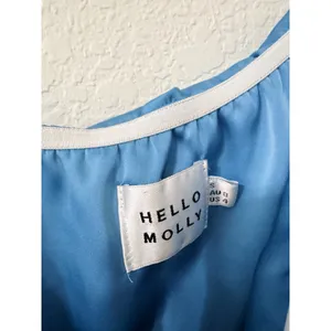 Hello Molly Blue One Shoulder Satin Maxi Dress Side Ruched Formal Gown Size 4 thumbnail 4