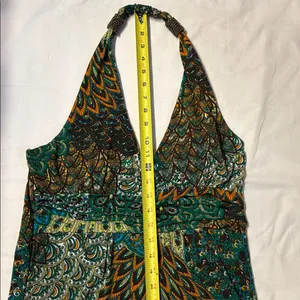 Cristinalove Teal & Green Patterned V-Neck Maxi Dress thumbnail 9