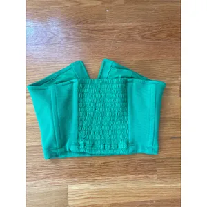 Maeve by Anthropologie Green Notched V Strapless Smocked Crop Tube Top Medium thumbnail 4