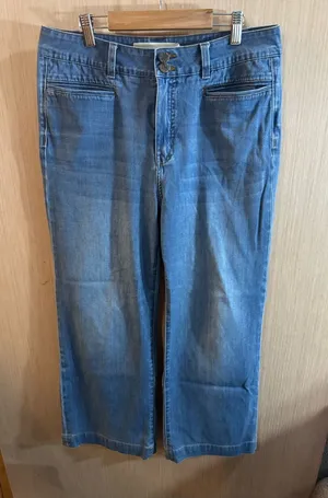 Women’s Soft Surroundings Wide Leg Jeans in Light Blue Denim Size 12P thumbnail 1