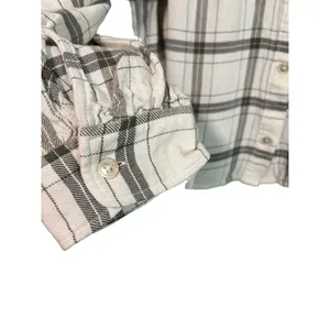 Wilfred Free Puff Sleeve Button Front Window Pane Plaid Top Size Medium thumbnail 5