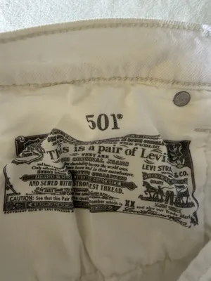 Levi's 501 White Denim High Rise Cuffed Jean Shorts 26 thumbnail 5