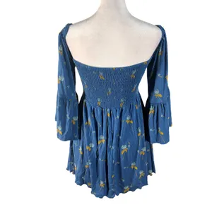 Free People Smocked Floral Lana Tunic‎ Top Bell Sleeve Off Shoulder Small thumbnail 7