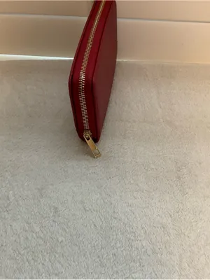 Classic Red Zip-Around Wallet with Gold Hardware thumbnail 2