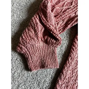 Free People Cable Knit Sweater Large Pink Boho Chunky Pullover thumbnail 5