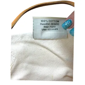 L.L. Bean Vintage 1980s Boat and Tote Canvas Cream Green Leather Handles – READ thumbnail 7