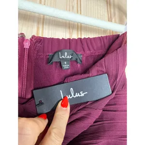 NWT Lulus Splendid Aura Plum Purple Chiffon Pleated Strapless Maxi Dress Size S thumbnail 7