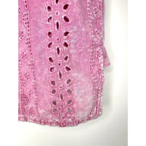Eri + Ali Anthropologie Pink Eyelet Lace Back‎ Tank Top Small Cotton V-Neck Boho thumbnail 9