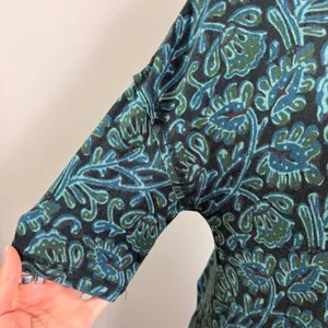 Natural Life Botanical Print Swing Dress Teal Black 3/4 Sleeve Small NWT thumbnail 5