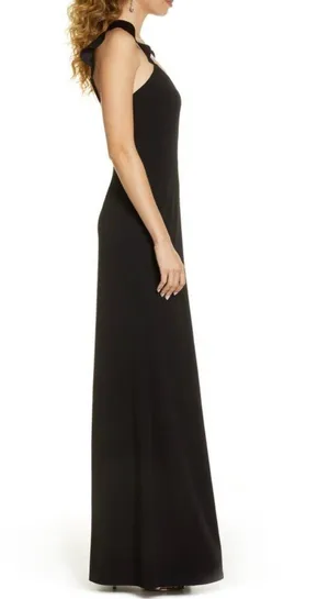 WAYF NWOT The Mina Ruffle Strap Gown In Black thumbnail 2