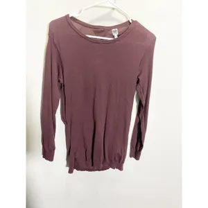 Free Press Womens Plum‎ Mauve Open Drape Back Long Sleeve Knit Top XS thumbnail 4
