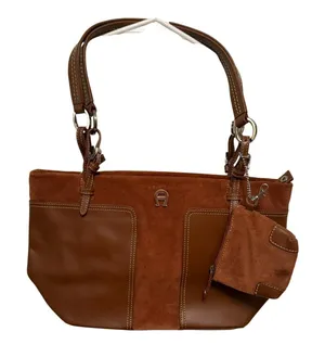 Etienne‎ Aigner NWOT Suede and Genuine Leather Tote Shoulder Bag with Coin Purse thumbnail 1