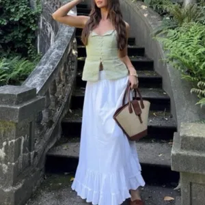 Reformation Pale Sage Green Linen Blend Button Front Tank thumbnail 6