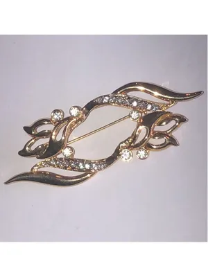 Angel Brand Elegant Gold Tone Rhinestone Brooch thumbnail 2