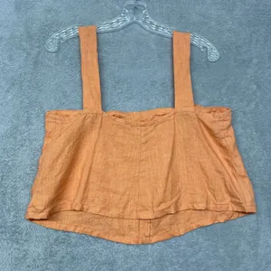 Back Beat Co Top Womens Small Linen Orange Crop Tank Top O Ring Straps thumbnail 2