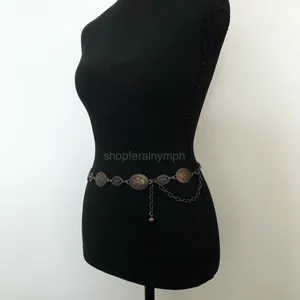 Y2K Boho Antique Bronze Medallion Chain Belt, Fits 22–37.5 Inches, X7GA1174 thumbnail 3