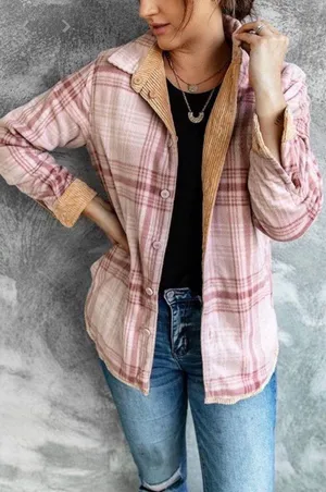 Love Tree Plaid Reversible Corduroy Jacket thumbnail 4