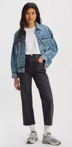 Levi’s Black Ribcage Straight Ankle Jeans thumbnail 1