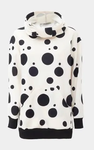 Oversized Cream Pullover with Black Polka Dots Size M thumbnail 1