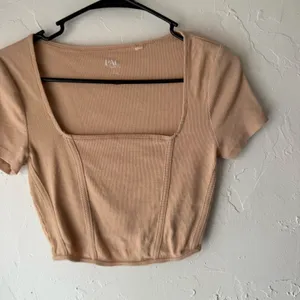 Pacsun PacCares Size Medium Nude Beige Short Sleeve Square Neck‎ Bustier Top thumbnail 2