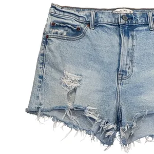 Abercrombie & Fitch The Mom Short High Rise Distressed Denim Light Wash 31 12 thumbnail 3