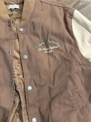 Pacific Sunwear Tan and Cream Embroidered Varsity Back thumbnail 4