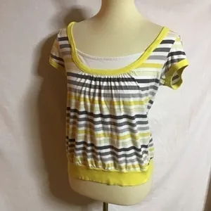 VTG Y2K fun bright striped top Yellow thumbnail 9