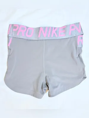 Nike Pro Women’s Mid-Rise 3" Biker Shorts – Thunder Grey/Pink Foam/Metallic – XS thumbnail 8