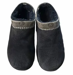 Merrell Encore Chill Stitch Black Mule Clogs Slip On Suede Women's Size 8.5 US thumbnail 1