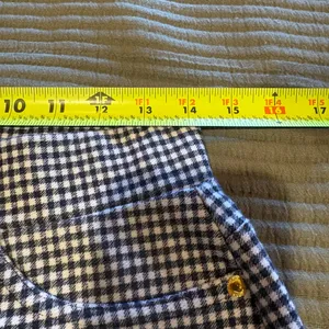 Michael Kors Navy Blue & White Check Pull-on Pants gold details size M women’s thumbnail 7