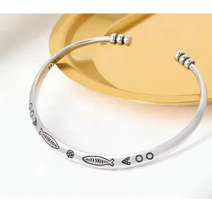 Engraved Boho Cuff Bracelet | 925 Sterling‎ Silver thumbnail 6