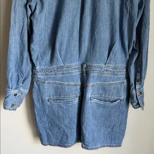 Anthropologie Pilcro Long-Sleeve Denim Micro Mini Shirt Dress Large thumbnail 9