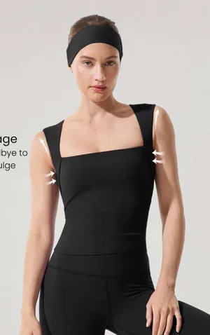 Glowmode FeatherFit Full Underarm Square Neck Tank Top Yoga Pilates Low Impact thumbnail 1