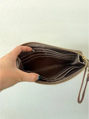 Vintage Brown/Bronze Coach Canvas Wallet Wristlet thumbnail 3