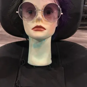 SHANE Silver Metal Round Sunglasses with Lavender Hair Accent thumbnail 3