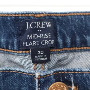 J.Crew Mid-Rise Flare Crop Jeans Blue Button Fly Medium Wash Size 30 thumbnail 3