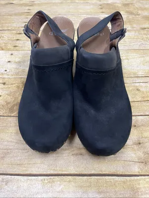 Dansko Black Leather Slingback Clogs with Wood-Look Sole size 8.5/9 thumbnail 3