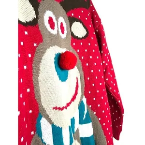 REMEL LONDON Womens Ugly Christmas Sweater L Red Reindeer Festive Party Holiday‎ thumbnail 8
