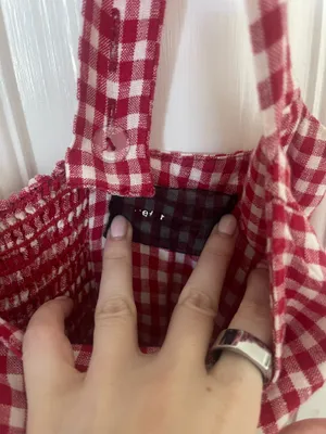 Reformation Red Linen Gingham Jumpsuit Wide-Leg thumbnail 5
