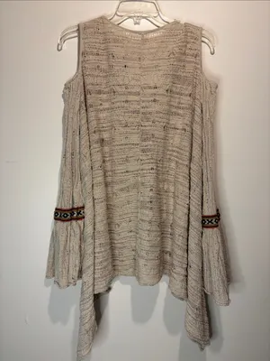 Free People “For The Love of Flowers Tunic” Top Textured Flare Sleeve Boho SZ M thumbnail 4