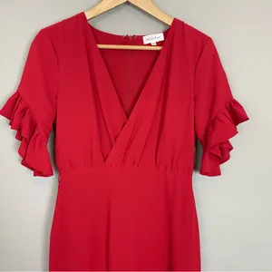 Revolve Dress Privacy‎ Please Red Lobster Asymmetrical Sz XS Ruffle Gown NO BELT thumbnail 4