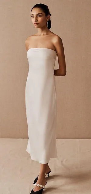 Sachin & Babi Aubrey Strapless Dress White Satin thumbnail 1