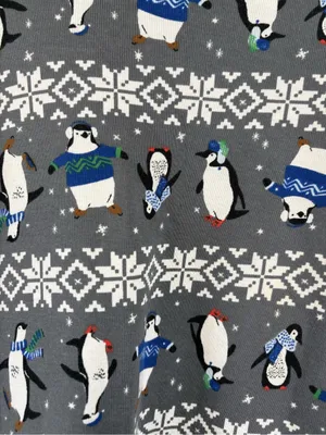 Hanna Andersson Unisex Adult Size Medium Long John Top Winter Penguins 48911 thumbnail 2
