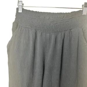 AERIE American Eagle Gauze Wide Leg Beach Pants w Side Slit Size XS Black thumbnail 3