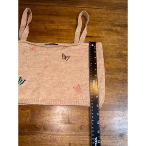 WITTY FOX ‎ Cropped Butterfly Tank Top Tan Size XL thumbnail 5